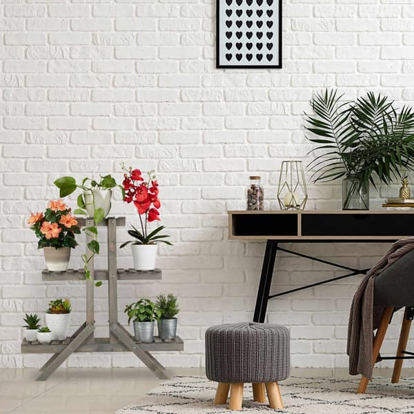 Blomstrappa i trä med 3 trappsteg