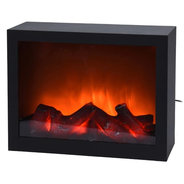 Elektrisk pejs med LED-lys, sort, 29x23 cm
