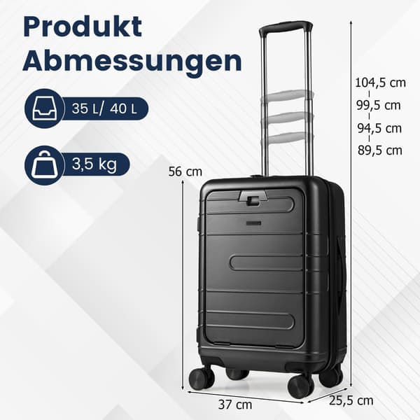 Expanderbar 20"" lätt PC Hardshell resväska med USB-port
