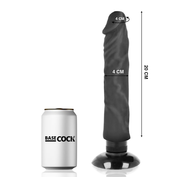 Basecock - Realistic Vibrator 2-1 Svart 20 Cm -O- 4 Cm