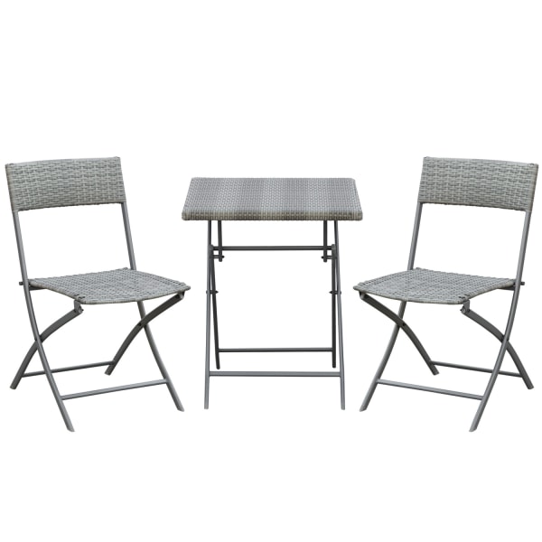 Polyrattan Bistro Setti 2 Hengelle Rottinki Puutarhakalusteet Harmaa