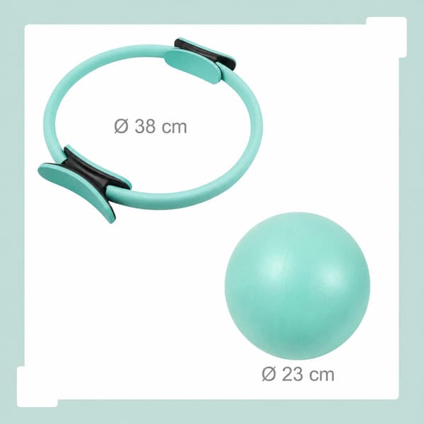 11-delt Pilates-sæt med ring, bold, elastikker og håndvægte