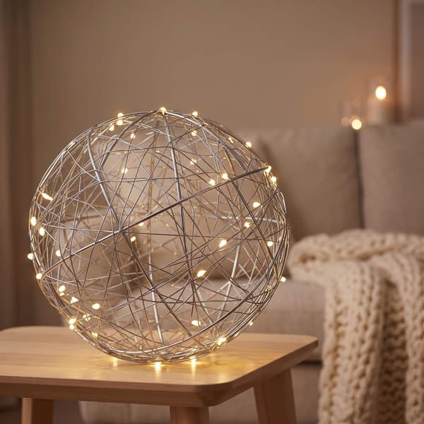 30 cm silverfärgad LED-dekorkula – inomhusljusboll