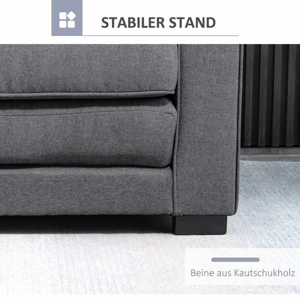 Bäddsoffa, hopfällbar soffa, 2-sits, bäddsoffa med sovfunktion, linnetouch, gummiträ, grå, 147,5x75x85cm