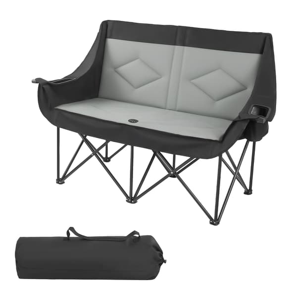 Dobbelt foldbar campingstol, 300 kg kapacitet, kopholdere