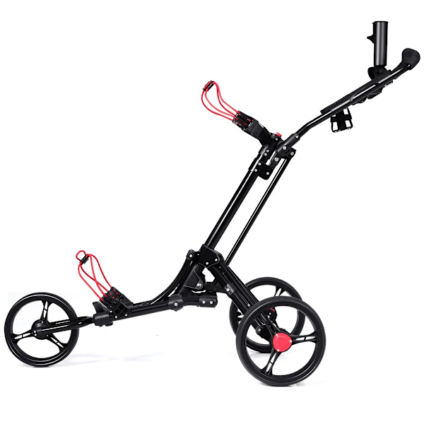 3-hjulet golfvogn golfvogn golf foldbar enkel push and pull vogn sort