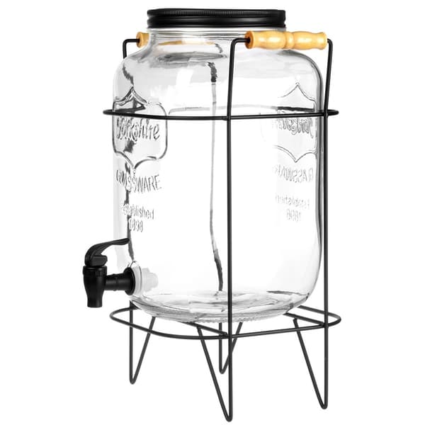 Drikkevaredispenser med tap og stativ, 8L glas