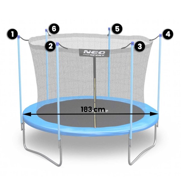 Trampolin indre sikkerhedsnet 183 cm (6 fod) Neo-Sport
