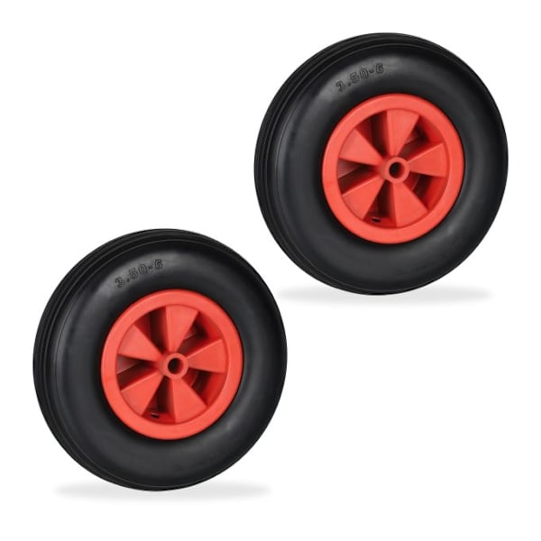 2x kottikärryjen pyörät 3.50-6 musta/punainen