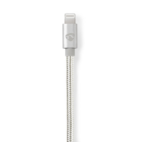 Lightning Kaapeli | USB 2.0 | Apple Lightning 8-Pin | USB-C™ Uros | 480 Mbps | Kullattu | 1.00 m | Pyöreä | Nailon / Punottu | Alumiini / Hopea | Laat