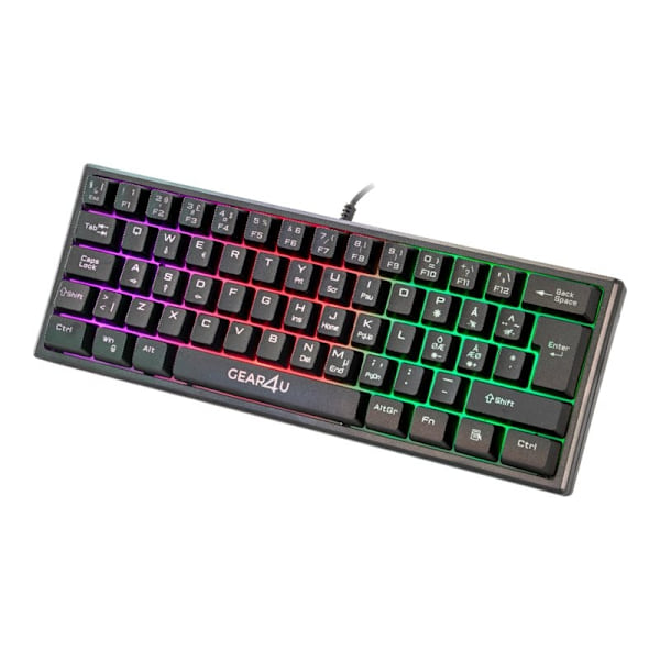 Gear4U - Tangentbord - bakgrundsbelyst - USB - Nordisk - svart