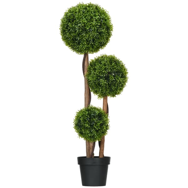 Kunstig buksbom topiary, 110 cm, UV-resistent, 3 kugler