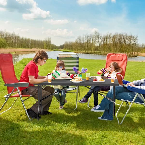 Hopfällbart picknickbord, HDPE träådring, 152x70cm