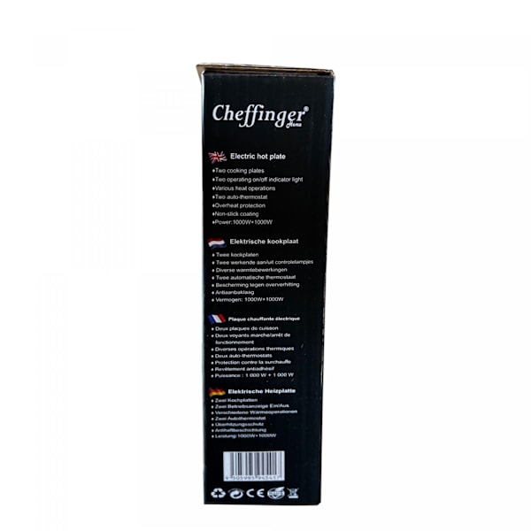 Cheffinger CF-EHD1000: 1000W elektrisk kogeplade - dobbelt