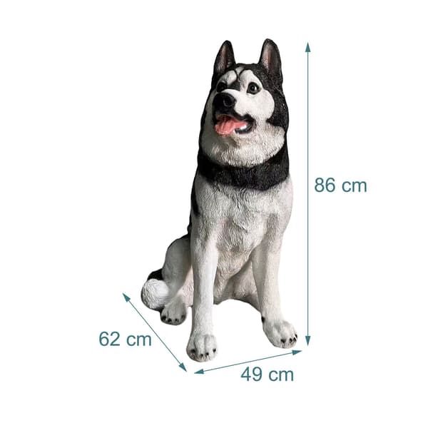 Husky havehundstatue, polyresin, 86 cm