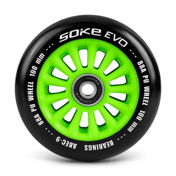 Gröna hjul till sparkcykel 100 mm, 2-pack