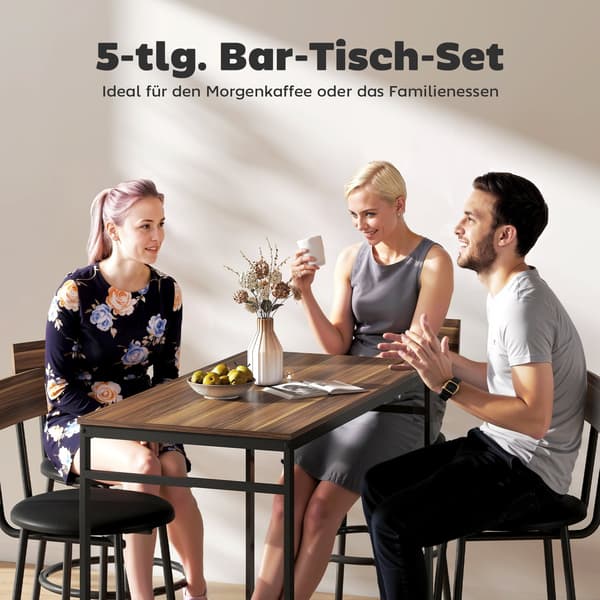 Barbordsset, 5 delar, trä och stål, industridesign
