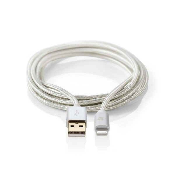 Lightning Kabel | USB 2.0 | Apple Lightning 8-pin | USB-A Han | 480 Mbps | Guldplateret | 3.00 m | Runde | Flettet / Nylon | Aluminium | Cover Window