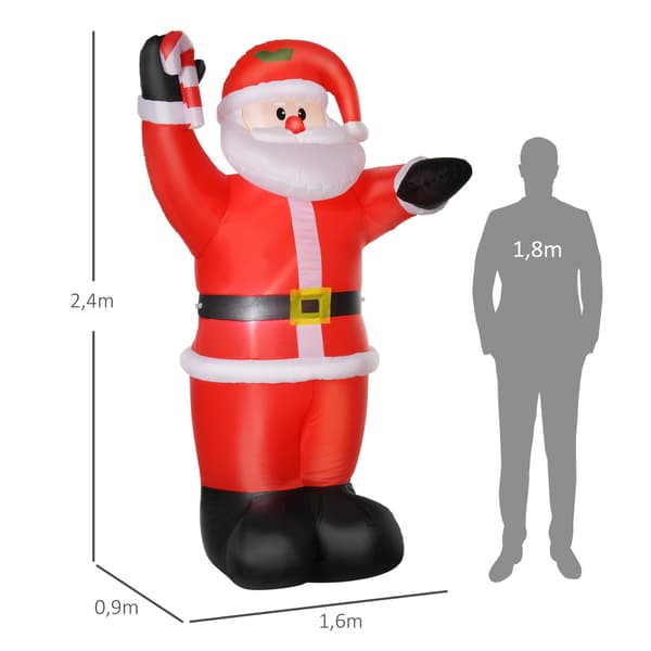 Oppustelig julemand med LED lys, 240cm, udendørs