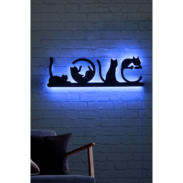 Dekorativ Led Belysning Cat Love - Blå