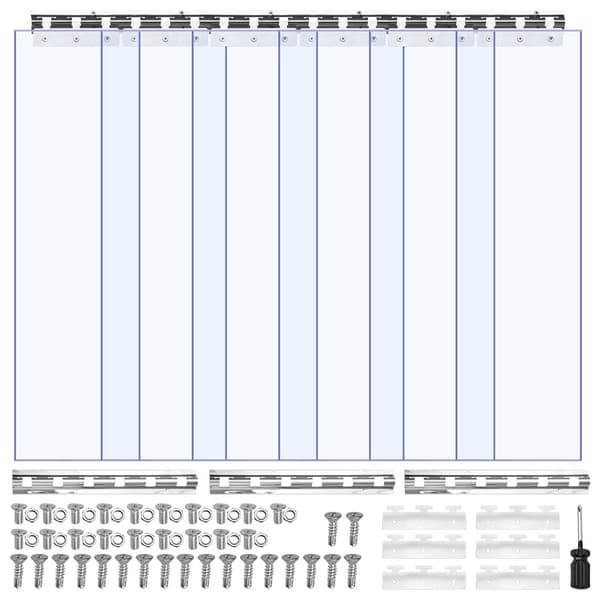 Klar PVC-remsgardin, 91 x 213 cm, 2 mm, 6-pack