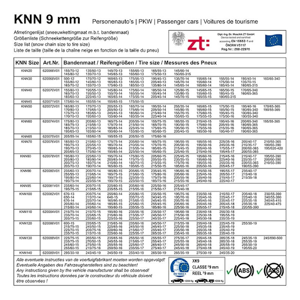 Snökedjor 9mm KNN130
