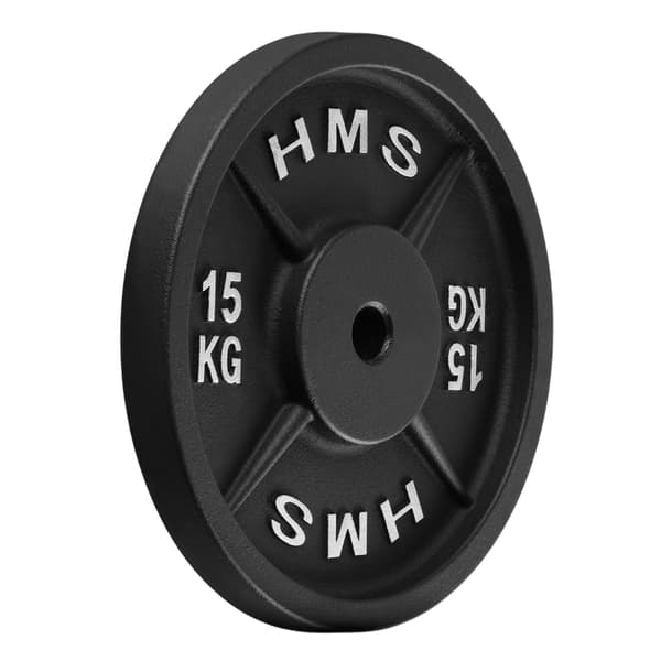 15 kg viktskiva i gjutjärn, 31 mm hål, svart