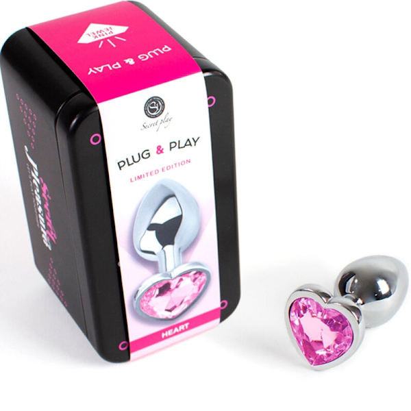 Secretplay - Metall Butt Plug Fuchsia Heart Small Storlek 7 Cm