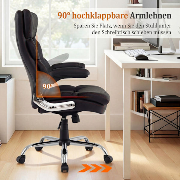 Ergonomisk kontorstol med foldbare armlæn og lænefunktion