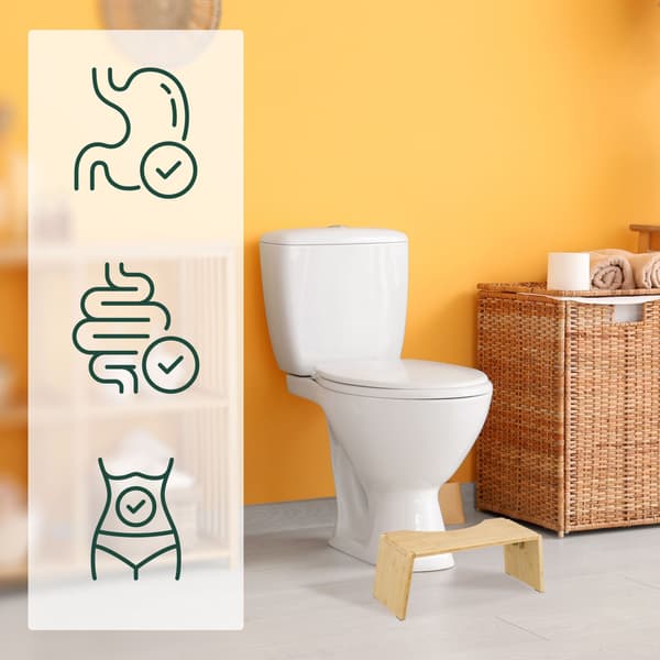 Sammenklappelig bambus toiletskammel med gummipuder