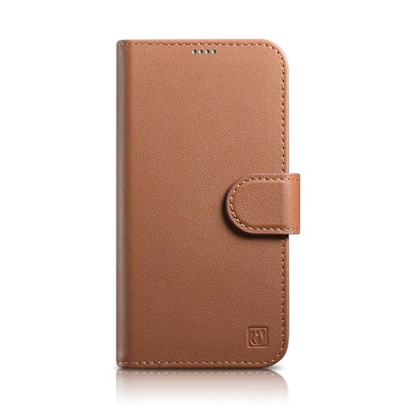 2-i-1 læderetui med klap iPhone 14 Anti-RFID Wallet Case brun
