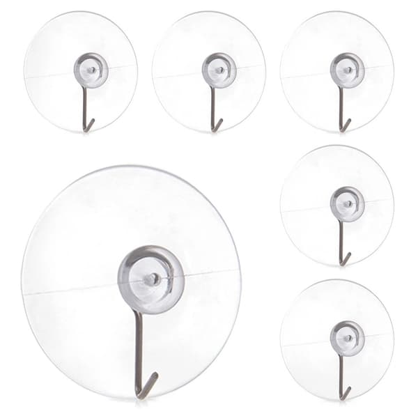 Sugkoppskrokar, 4,5 cm, 6-pack, rostfritt stål