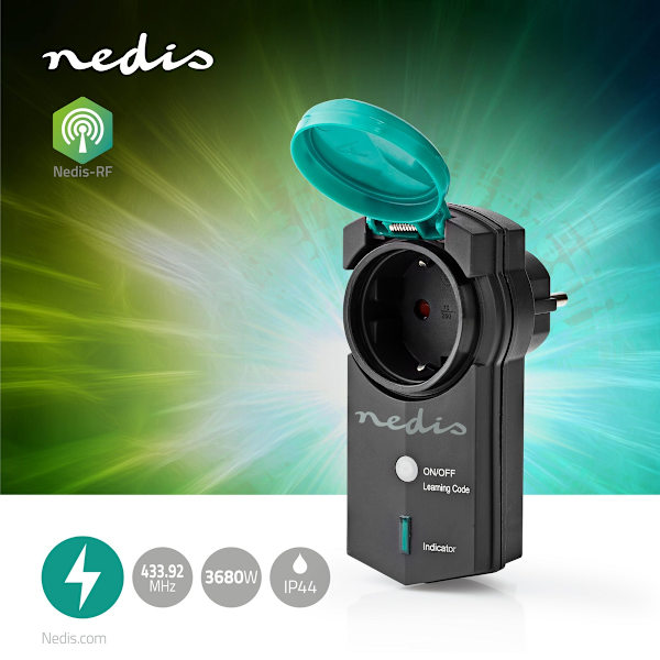 RF Plug | Mesh / 433 MHz | IP44 | 3680 W | Jordad kontakt / Typ F (CEE 7/7) | -20 - 50 °C | Grön / Svart