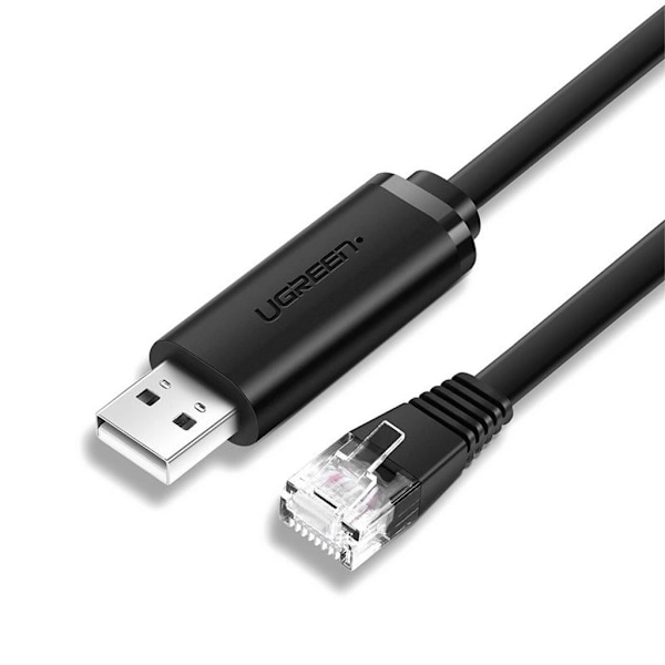 Ugreen konsolikaapeli USB-A - Ethernet RJ45, 1,5 m - musta