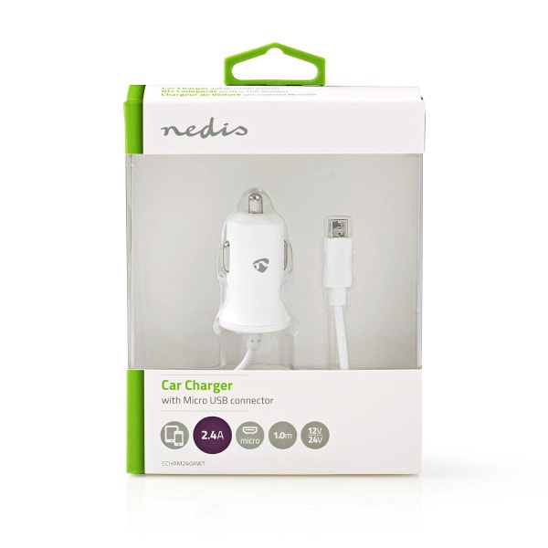 Autolaturi | 12 W | 1x 2.4 A | Lähtöliitäntöjen määrä: 1 | Micro USB (kiinteä) Kaapeli | 1.00 m | Single Voltage Output