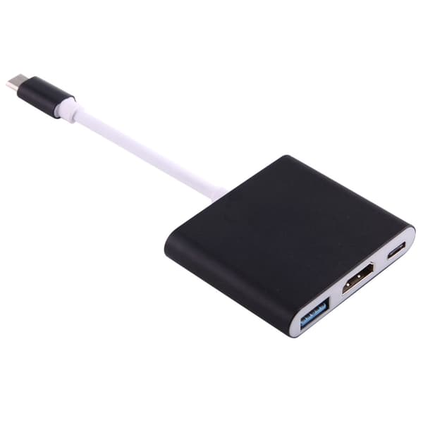 USB-C till HDMI - USB-A - USB-C-adapter - Svart