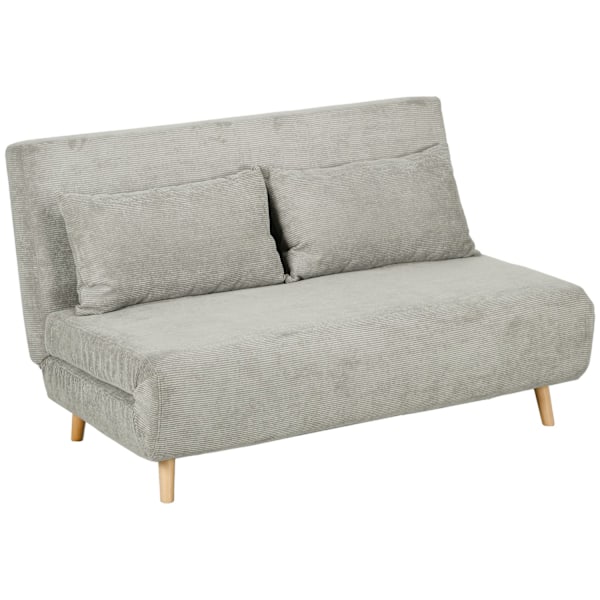 Sovesofa, klapseng med sengefunktion, rygpude, polstret sofa med justerbart ryglæn, fløjlslook, 141 x 90 x 81 cm, grå