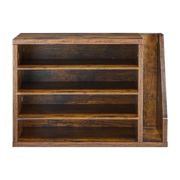 Litteraturorganisator, MDF-postsorterer med 4 rum, brun