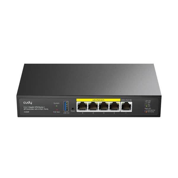 Wi-Fi 6E AP-controller, 4x PoE+ porte, 60W strøm