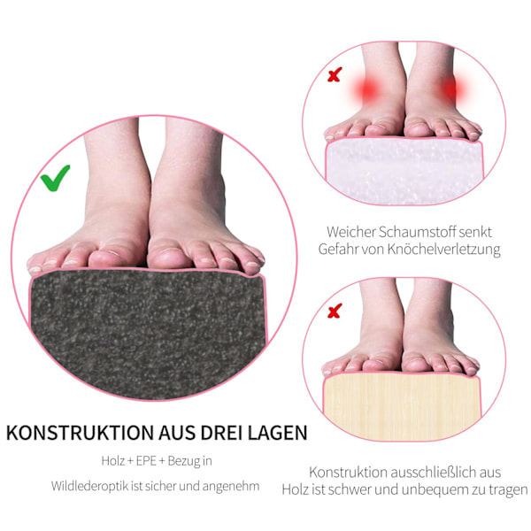 Balansbalk 210 cm Vikbar gymnastikbalk för inomhus & utomhus, Balansbalk upp till 120 kg, Rosa