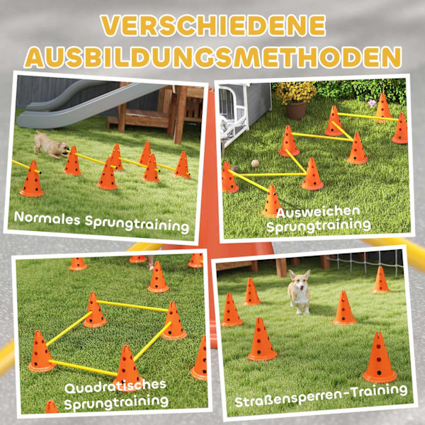 Agility Set Dogs 6-delad Agility Utrustning för hundträning Häckset med 12 koner 6 höjdjusterbara häckar Bärväska Träningstillbehör Koordinationsträni