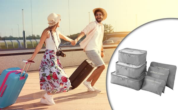 Reseförpackningsorganisatörsset, 6 delar, grå