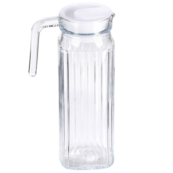 Glaskanna med lock, smal, 1L