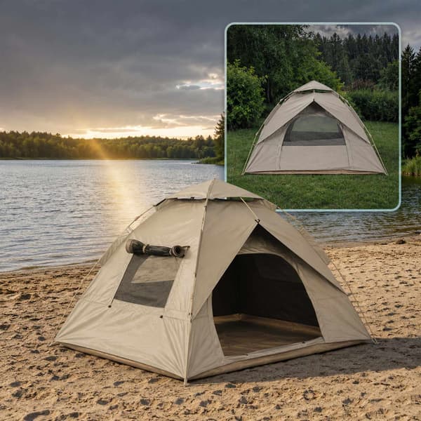 Pop-up campingtält för 3–4 personer med mörkläggningsfoder