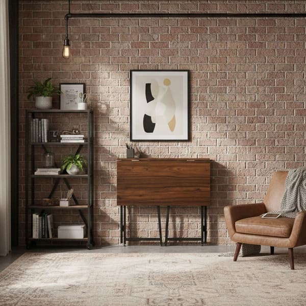 Hopfällbart laptopbord, 80x45 cm, loftstil, MDF och metall