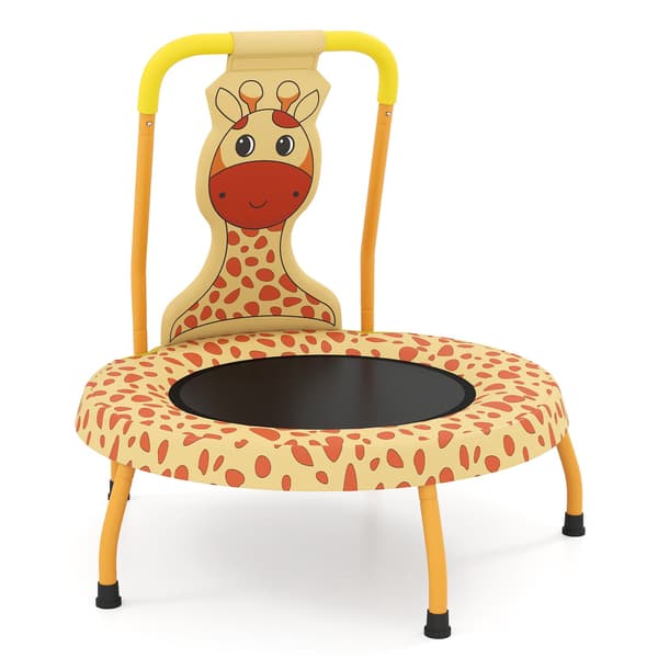 Mini-trampolin för barn med handtag, giraffdesign, 71 cm