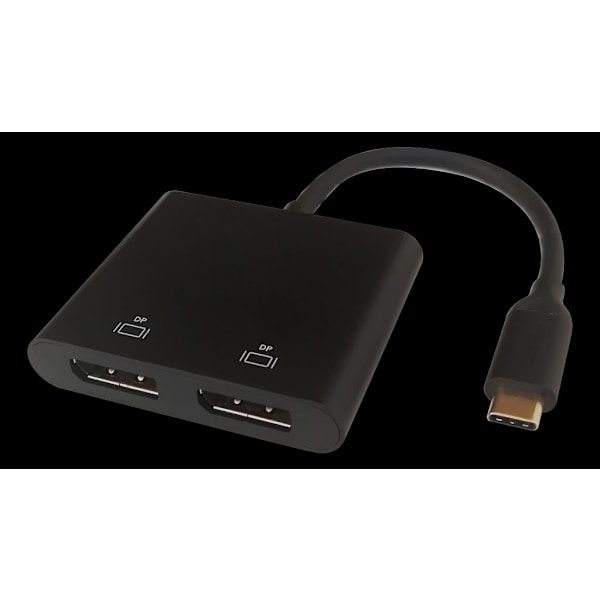 USB-C MST HUB, 2x 4K/60Hz, DP x 2, musta, 0,1m