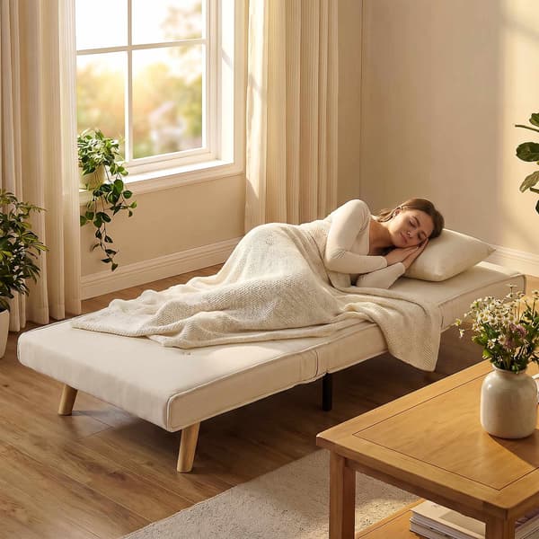 Konvertibel 3-i-1 bäddsoffa, justerbart ryggstöd, beige