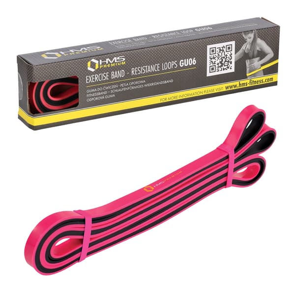 Modstandstræningsbåndsæt, pink og sort