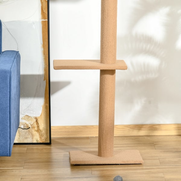 Korkeussäädettävä Raapimistolppakiipeilypuu Kissoille, Leikkipuu, Vaaleanruskea, 43X27X228-260Cm